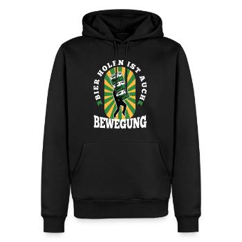 Bier holen ist auch Bewegung - Männer Premium Bio Hoodie - Schwarz - Vorne - Nico (187cm)