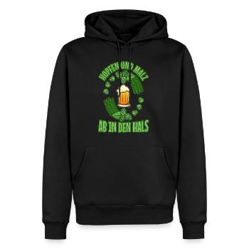 Houblon et malt - Sweat à capuche Premium bio Homme - noir - Devant - Nico (187cm)