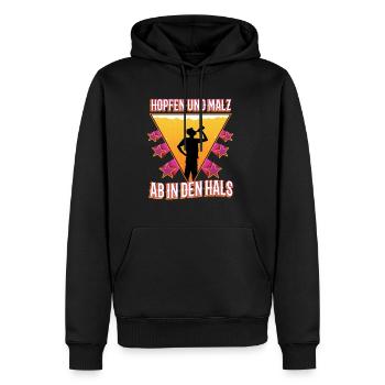 Houblon et malt - Sweat à capuche Premium bio Homme - noir - Devant - Nico (187cm)