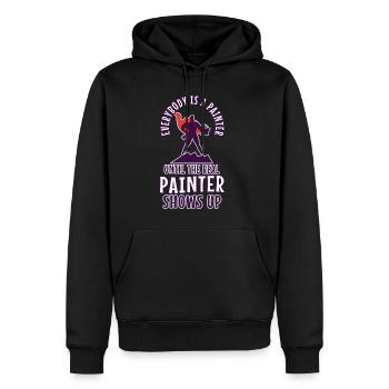 Tout le monde est peintre jusqu’au vrai peintre - Sweat à capuche Premium bio Homme - noir - Devant - Nico (187cm)