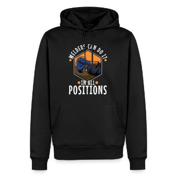 Welders can do it in all positions - Männer Premium Bio Hoodie - Schwarz - Vorne - Nico (187cm)