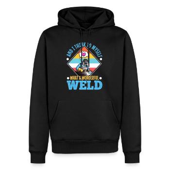 And i think to myself what a wonderful weld - Männer Premium Bio Hoodie - Schwarz - Vorne - Nico (187cm)