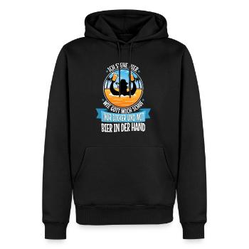 I stand here as God created me. Only thicker - Men’s Premium Organic Hoodie - black - Front - Nico (187cm)