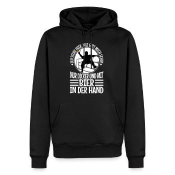 I stand here as God created me. Only thicker - Men’s Premium Organic Hoodie - black - Front - Nico (187cm)
