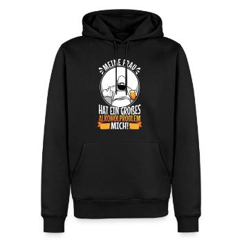 My wife has a big alcohol problem - Men’s Premium Organic Hoodie - black - Front - Nico (187cm)