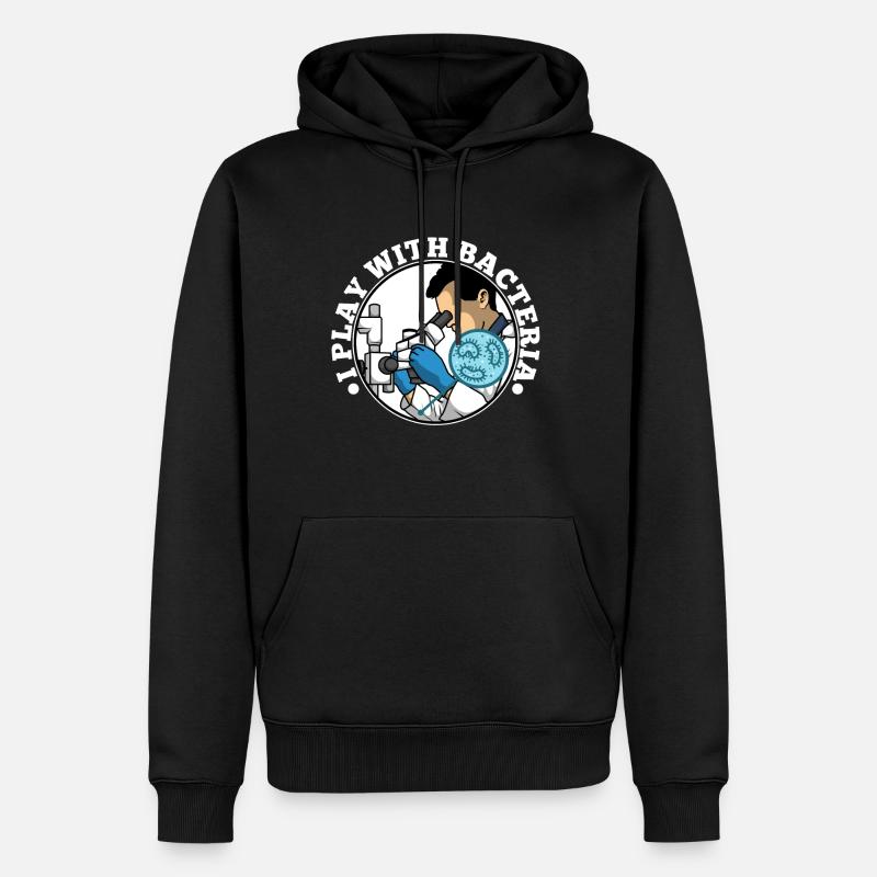 I play with bacteria - Männer Premium Bio Hoodie - Schwarz