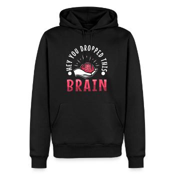 Hé, tu as laissé tomber ce cerveau - Sweat à capuche Premium bio Homme - noir - Devant - Nico (187cm)