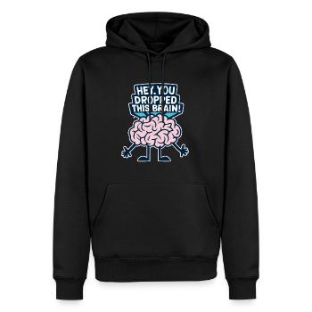 Hé, tu as laissé tomber ce cerveau - Sweat à capuche Premium bio Homme - noir - Devant - Nico (187cm)