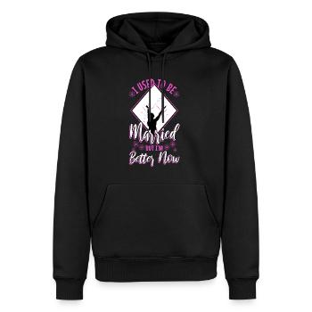 J’étais marié mais je vais mieux maintenant - Sweat à capuche Premium bio Homme - noir - Devant - Nico (187cm)