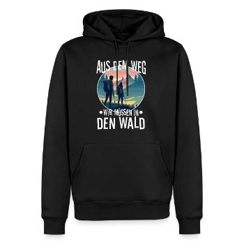 Aus dem weg wir müssen in den Wald - Männer Premium Bio Hoodie - Schwarz - Vorne - Nico (187cm)