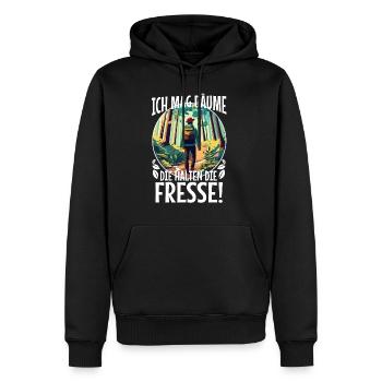 J’aime les arbres qui retiennent la nourriture - Sweat à capuche Premium bio Homme - noir - Devant - Nico (187cm)