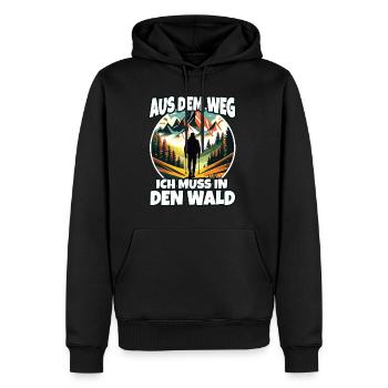 Aus dem weg ich muss in den Wald - Männer Premium Bio Hoodie - Schwarz - Vorne - Nico (187cm)