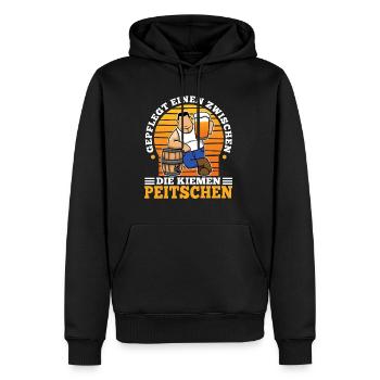 Gepflegt einen zwischen die Kiemen peitschen - Männer Premium Bio Hoodie - Schwarz - Vorne - Nico (187cm)