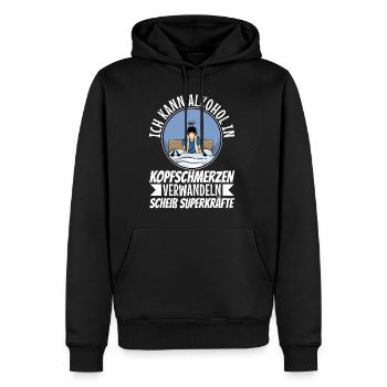 Alkohol in Kopfschmerzen verwandeln - Männer Premium Bio Hoodie - Schwarz - Vorne - Nico (187cm)