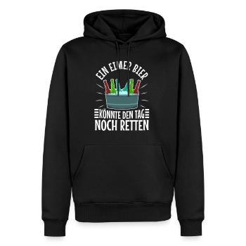 Ein Eimer Bier könnte den Tag noch retten - Männer Premium Bio Hoodie - Schwarz - Vorne - Nico (187cm)