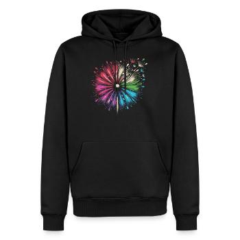 Regenbogen Blume in bunten Farben - Männer Premium Bio Hoodie - Schwarz - Vorne - Nico (187cm)