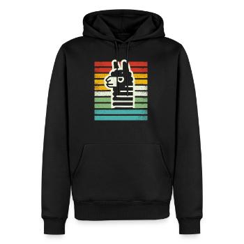 Retro Llama Alpaca in Rainbow Colors Comic Art - Men’s Premium Organic Hoodie - black - Front - Nico (187cm)