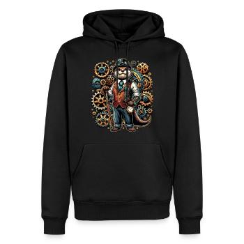 Motif steampunk avec loutre et engrenages - Sweat à capuche Premium bio Homme - noir - Devant - Nico (187cm)