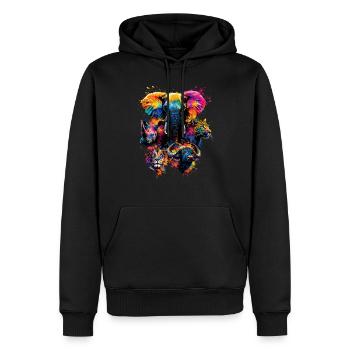 Safari animalier Big Five artistique coloré - Sweat à capuche Premium bio Homme - noir - Devant - Nico (187cm)