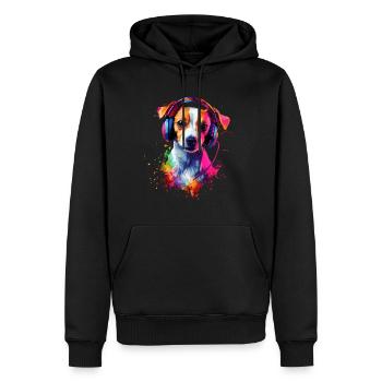 Coloré Artistique Jack Russell Terrier Chien Jacky - Sweat à capuche Premium bio Homme - noir - Devant - Nico (187cm)