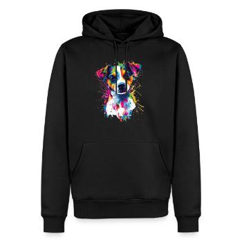 Colorful Artistic Jack Russell Terrier Dog Jacky - Men’s Premium Organic Hoodie - black - Front - Nico (187cm)