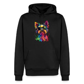 Coloré artistique Yorkshire terrier chien Yorkie - Sweat à capuche Premium bio Homme - noir - Devant - Nico (187cm)