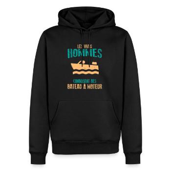Bateau à Moteur Jetski Capitaine Cadeau Bateau - Sweat à capuche Premium bio Homme - noir - Devant - Nico (187cm)
