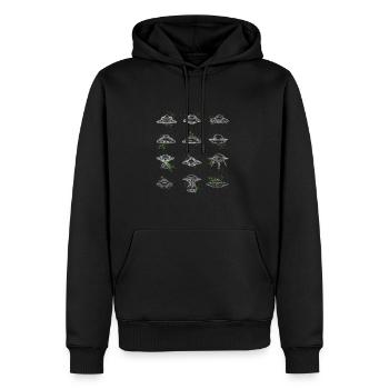 Extraterrestre, vaisseau spatial, science-fiction, extraterrestres, drôle, OVNI - Sweat à capuche Premium bio Homme - noir - Devant - Nico (187cm)