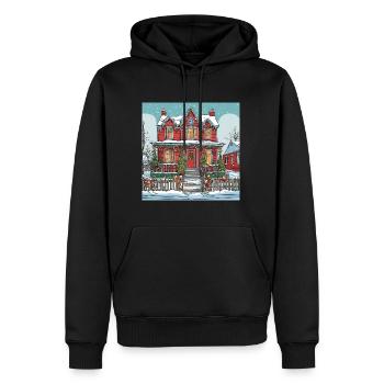 Noël de la Maison Rouge - Sweat à capuche Premium bio Homme - noir - Devant - Nico (187cm)