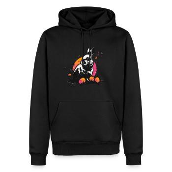 Lapin en noir à Pâques - Sweat à capuche Premium bio Homme - noir - Devant - Nico (187cm)
