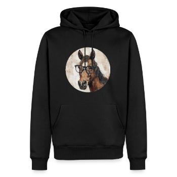 Pferd mit Brille - Männer Premium Bio Hoodie - Schwarz - Vorne - Nico (187cm)