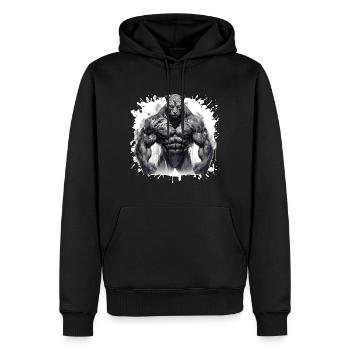 Leopard Muskeln - Männer Premium Bio Hoodie - Schwarz - Vorne - Nico (187cm)