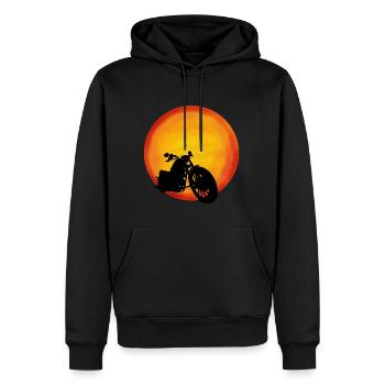 Chopper Sonne, Rocker, Biker - Männer Premium Bio Hoodie - Schwarz - Vorne - Nico (187cm)