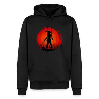 Samurai Ninja Asia Manga Anime Sun - Men’s Premium Organic Hoodie - black - Front - Nico (187cm)