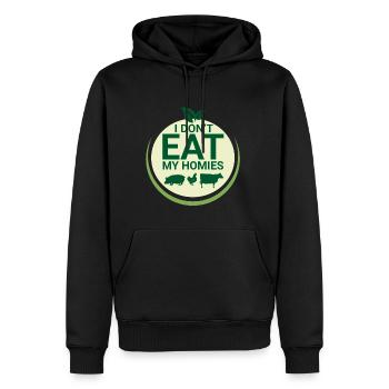 Vegan Fleischlos Tierlieb & Veganer - Männer Premium Bio Hoodie - Schwarz - Vorne - Nico (187cm)