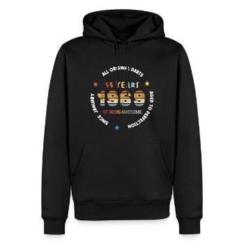 Awesome Since January 1969 Vintage 55 ans Birthday - Sweat à capuche Premium bio Homme - noir - Devant - Nico (187cm)