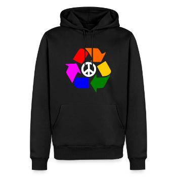 Signe lgbt de paix - signe de paix - Sweat à capuche Premium bio Homme - noir - Devant - Nico (187cm)