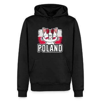 Polen Katze Fußball Katzenliebhaber - Männer Premium Bio Hoodie - Schwarz - Vorne - Nico (187cm)