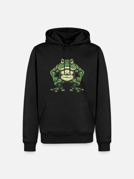 Frosch Muskeln Bodybuilding - Männer Premium Bio Hoodie - Schwarz