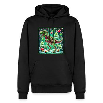 Dino Weihnachten T-Rex Weihnachtsbaum - Männer Premium Bio Hoodie - Schwarz - Vorne - Nico (187cm)