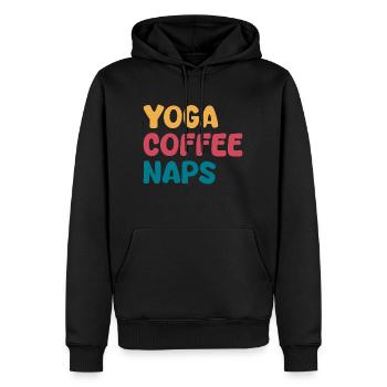 Citation sur les siestes au café de yoga - Sweat à capuche Premium bio Homme - noir - Devant - Nico (187cm)