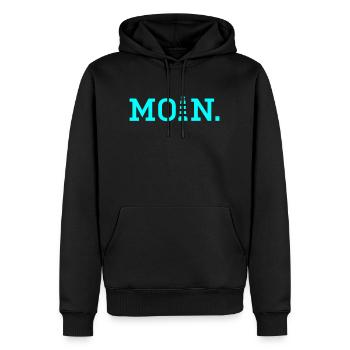Moin mit Leuchtturm - Männer Premium Bio Hoodie - Schwarz - Vorne - Nico (187cm)