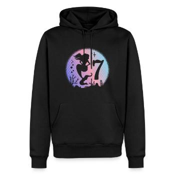Anniversaire Fille 7 ans Sirène Sirène Nixe - Sweat à capuche Premium bio Homme - noir - Devant - Nico (187cm)