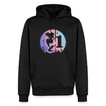 Anniversaire Fille 1 an Sirène Sirène Sirène Sirène Sirène - Sweat à capuche Premium bio Homme - noir - Devant - Nico (187cm)
