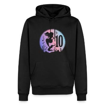 Geburtstag Mädchen 10 Jahre alt Meerjungfrau Nixe - Männer Premium Bio Hoodie - Schwarz - Vorne - Nico (187cm)