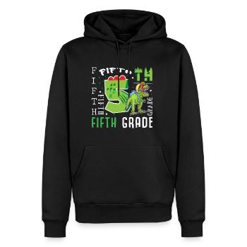 5. Klasse Dino T-Rex - Männer Premium Bio Hoodie - Schwarz - Vorne - Nico (187cm)