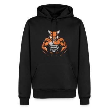 Fox Muscles Bodybuilding - Men’s Premium Organic Hoodie - black - Front - Nico (187cm)