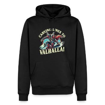 Carving Lines To Valhalla Viking Snowboard Odin - Männer Premium Bio Hoodie - Schwarz - Vorne - Nico (187cm)