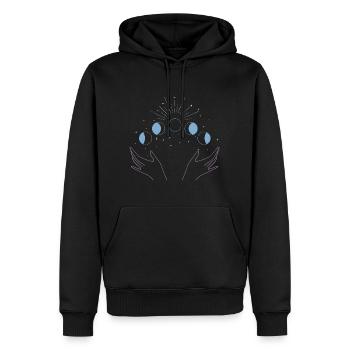 Mondphasen / Astrologische Spiritualität - Männer Premium Bio Hoodie - Schwarz - Vorne - Nico (187cm)
