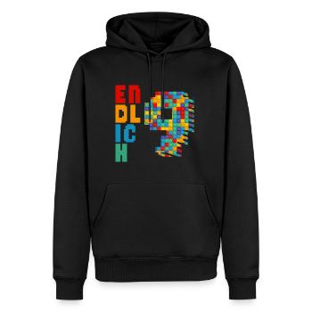 Endlich 9 Baustein - Männer Premium Bio Hoodie - Schwarz - Vorne - Nico (187cm)